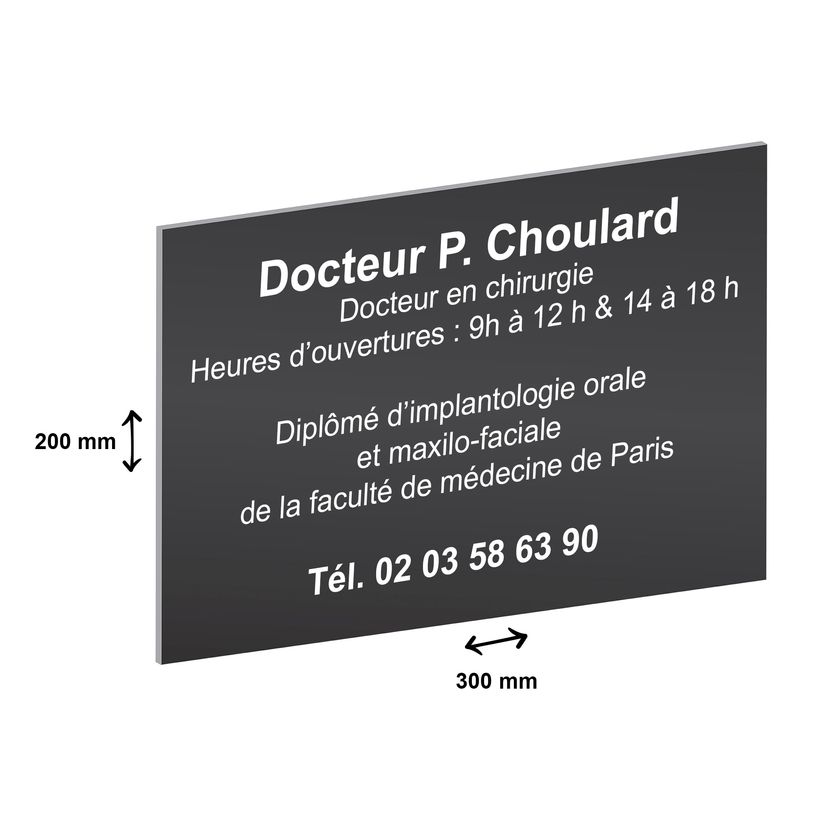 2012348178882-Plaque professionnelle en aluminium anodisé - personnalisée avec votre texte - 300 x 200 mm - Epaisseur 1 mm - noire -P_79384213_2-1