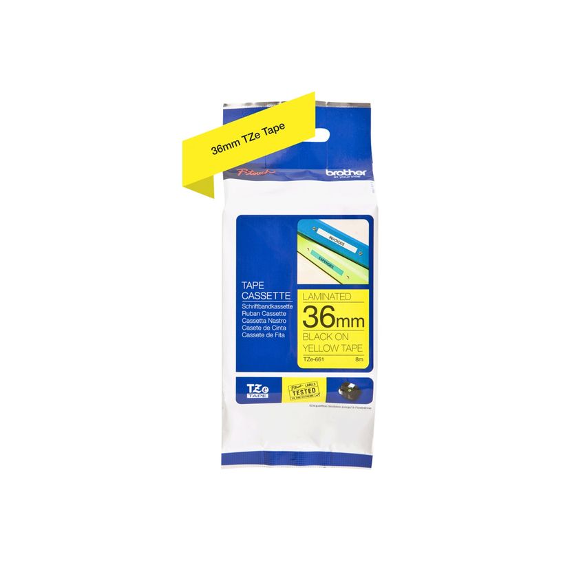 4977766686778-Brother TZe661 - Ruban d'étiquettes auto-adhésives - 1 rouleau (36 mm x 8 m) - fond jaune-P_79388321_2-2