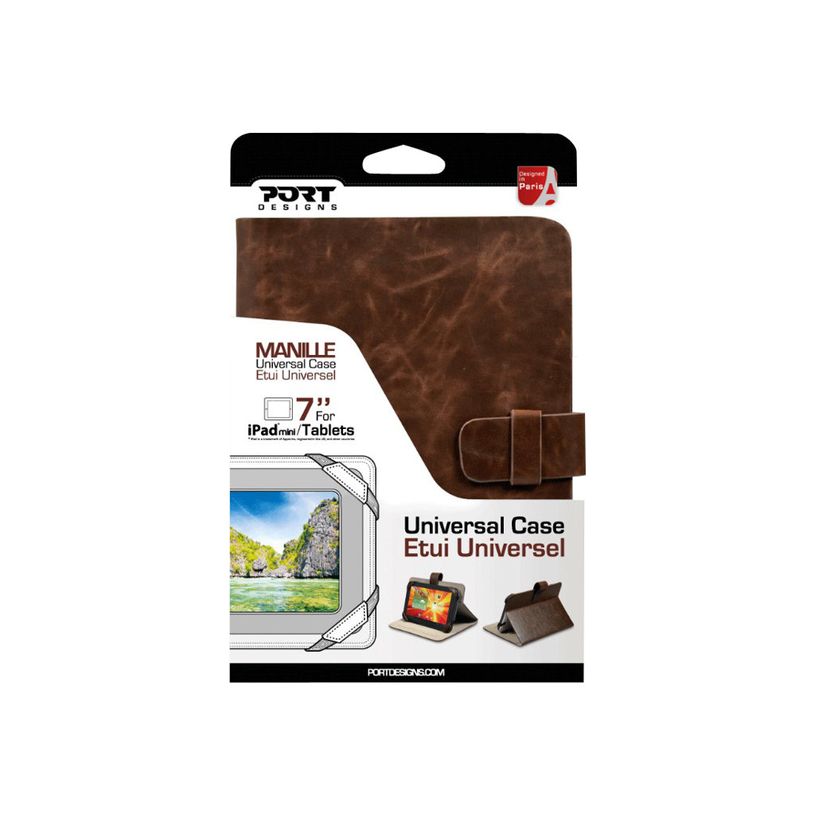 3567042013421-PORT MANILLE - Coque de protection pour tablette - universel - 7 pouces - cuir brun-P_79388642_6-5