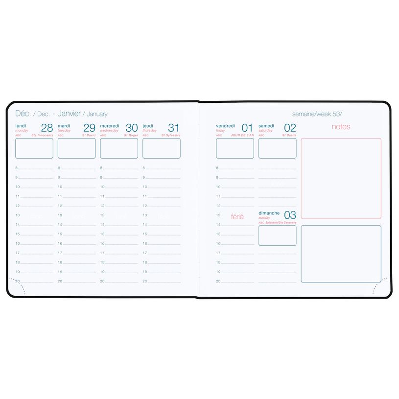 3108728160703-Agenda Astaria - 1 semaine sur 2 pages - 16,5 x 16,5 cm - disponible dans différentes coul-P_79389460_3-2