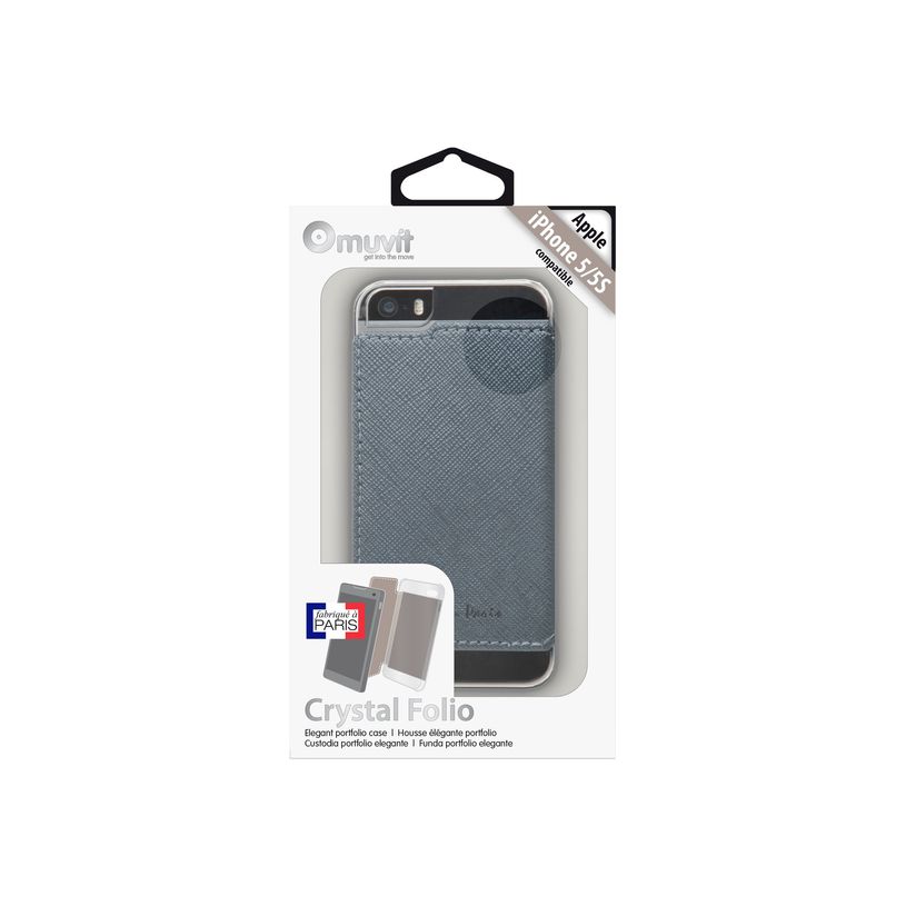 3700615095527-Muvit Made in Paris Crystal Folio - boîtier de protection - protection à rabat pour tél
