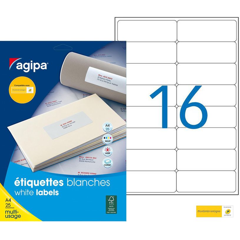 3270241196122-Apli Agipa - 400 Étiquettes adhésives blanches multi-usages - 99,1 x 33,9 mm - coins arro-P_79392883_1-0