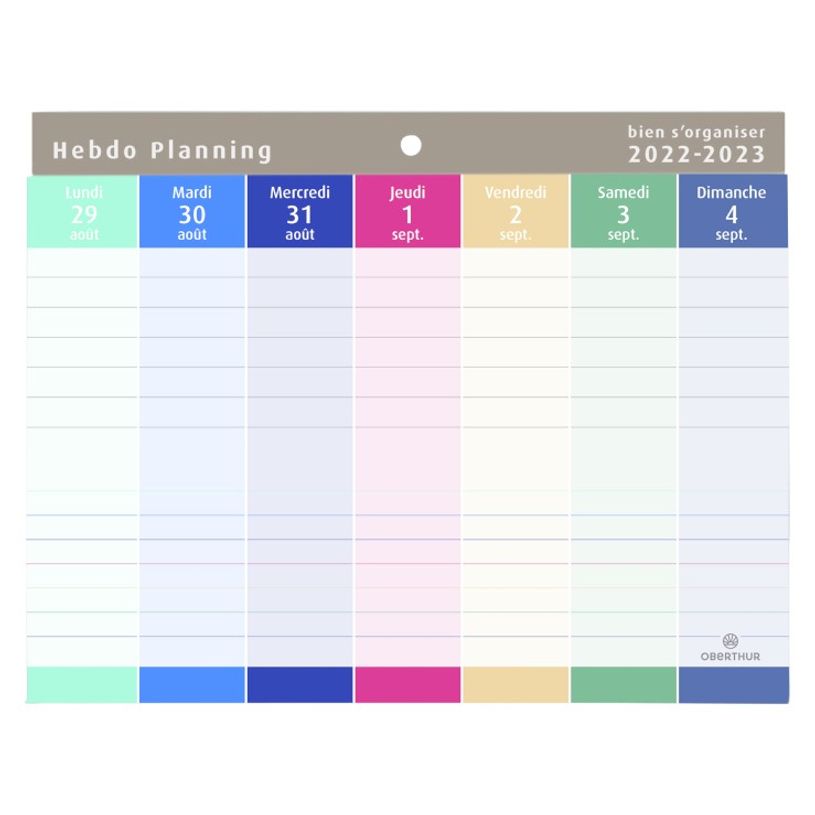 3108729040608-Planning hebdomadaire Bien s'organiser - 23 x 18 cm - Oberthur-P_79395077_2-1