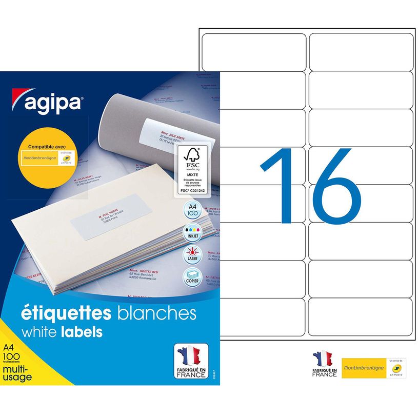 3270241189858-Apli Agipa - 1600 Étiquettes adhésives blanches multi-usages - 99,1 x 33,9 mm - coins arr-P_79395553_1-0
