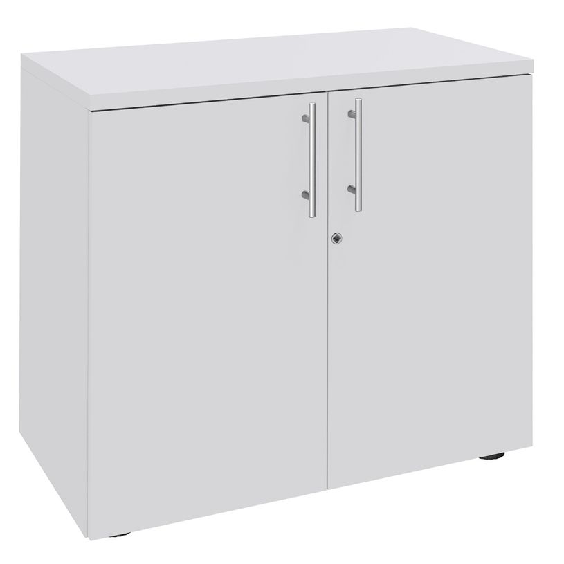 3253310132597-Armoire basse 2 Portes INEO/LEVEL/STEELY/WOODY - H72 x L80 x P47 - Corps blanc - Dessus et -P_79395820_1-0