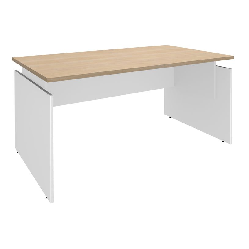 3253310147416-Bureau INEO JET UP Bureau Vallée - Réglable en hauteur - L140 x H74/78/82 x P80 cm - Pieds blanc - plateau imitation ch-P_79395856_1-0