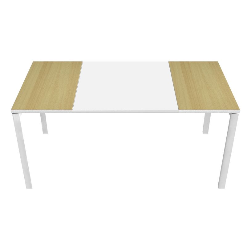 3660141250909-Bureau droit EASYDESK - L160 x P80 cm  - Blanc/hêtre-P_79397030_1-0