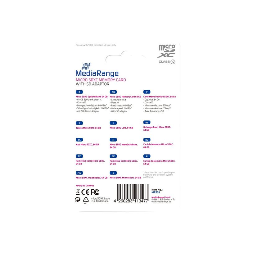 4260283113477-MediaRange - carte mémoire 64 Go - Class 10 - micro SDXC-P_79397312_4-3