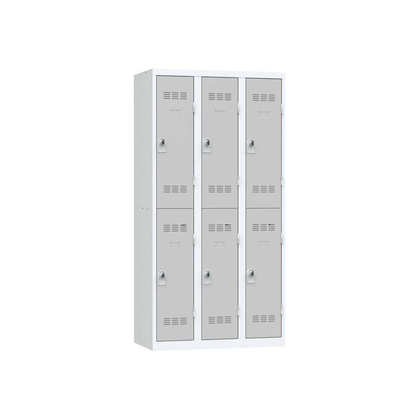 3219093120244-Vestiaire multicases - 3 colonnes - 6 portes - 180 x 90 x 50 cm - gris/gris-P_79401182_1-0