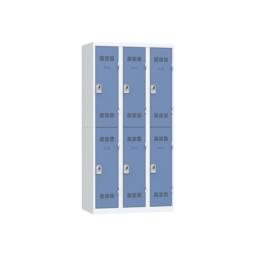 3219093120312-Vestiaire multicases - 3 colonnes - 6 portes - 180 x 90 x 50 cm - gris/bleu-P_79401183_1-0
