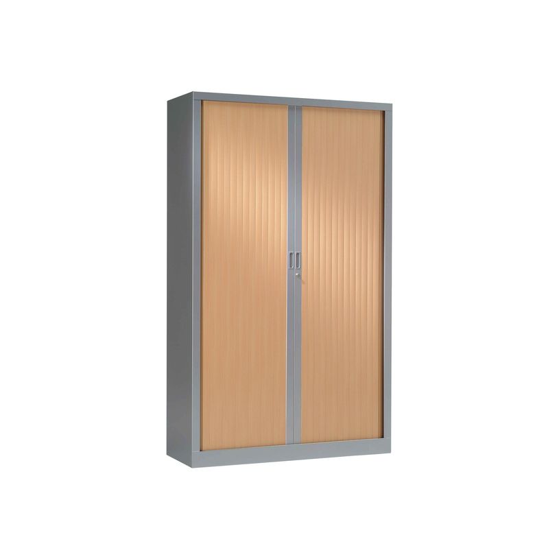 3219095800403-Armoire haute monobloc à rideaux GENERIC - 198 x 120 x 43 cm - aluminium/imitation hêtre-P_79401204_2-0