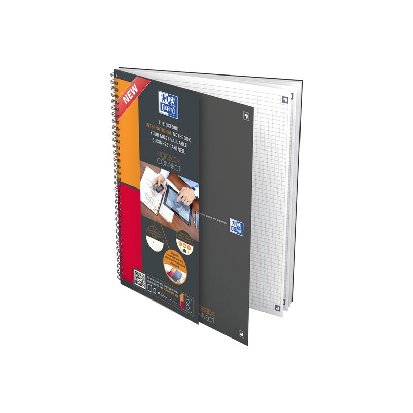 3020120070827-Oxford International NoteBook Connect A4+ - Cahier - 160 pages - blanc - petits carreaux - -P_79404544_3-1