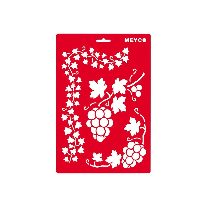 4028245660434-MEYCO - Pochoir artisanal - lierre et raisins - 21 x 31 cm - rouge transparent - plastique-P_79406777_1-0