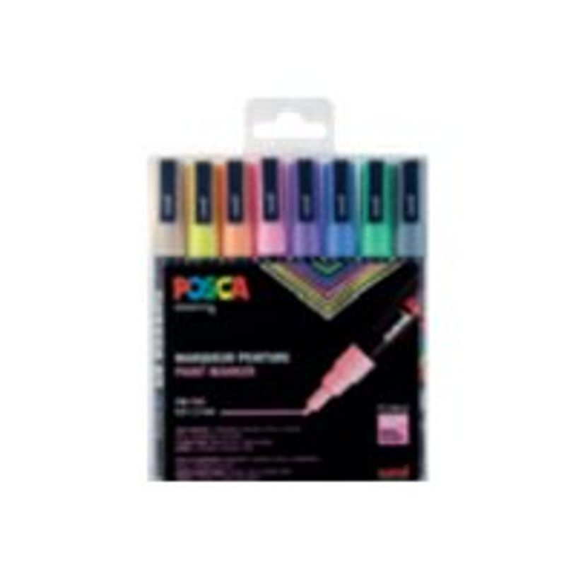 3296280033402-Uni POSCA PC-3M - 8 Marqueurs - non permanent - couleurs assorties - 0.9-1.3 mm - fin-P_79407588_1-0