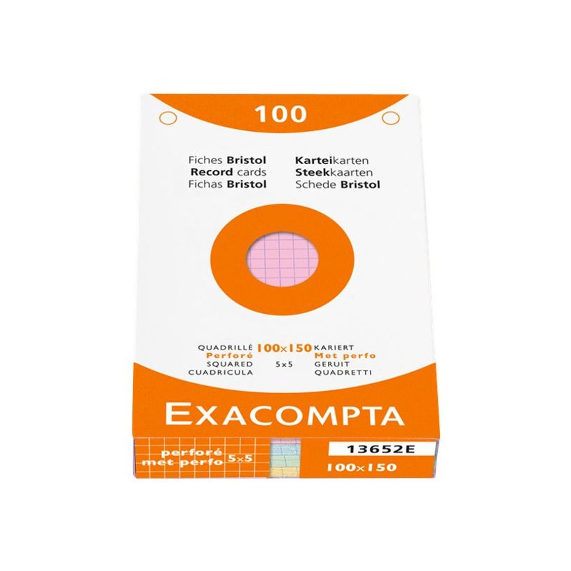 3130630136521-Exacompta - Pack de 100 Fiches bristol - 10 x 15 cm - petits carreaux - couleurs assorties-P_79407633_3-0