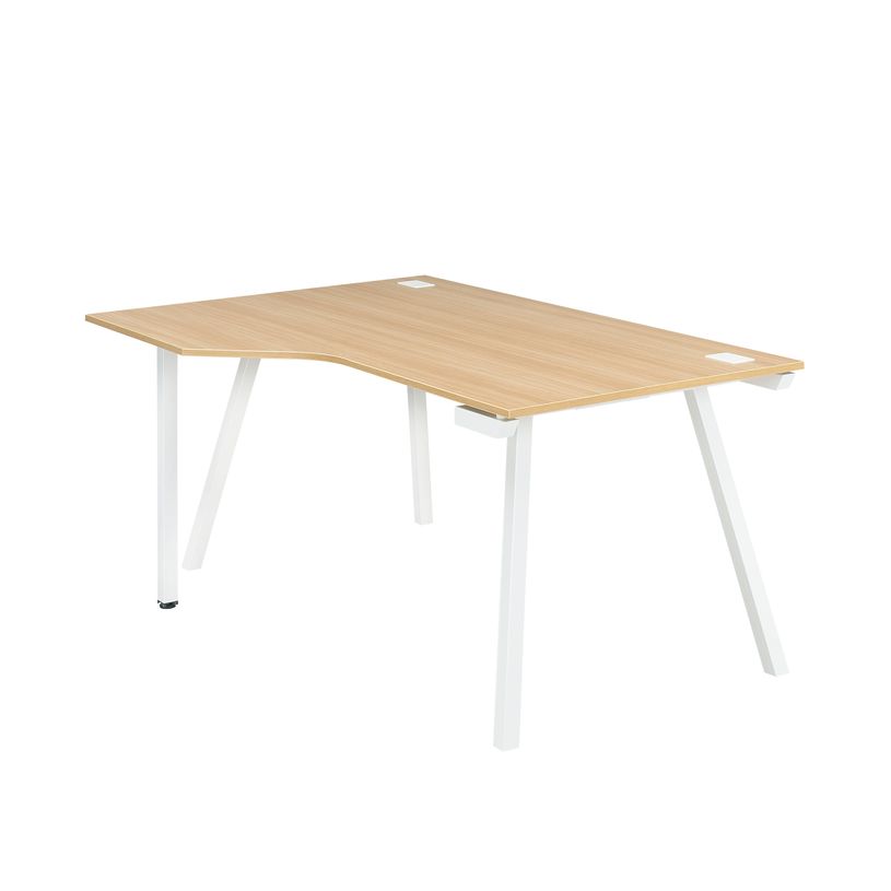 3483600495471-Bureau compact à gauche SUNDAY - 160 cm - Pieds trapèze - Chêne-P_79408130_1-0