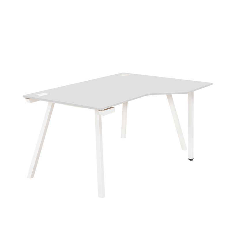 3483600495587-Bureau compact à droite SUNDAY - 160 cm - Pieds trapèze - Gris-P_79408139_1-0