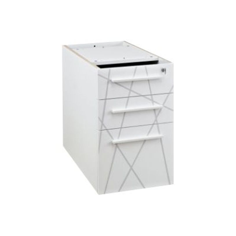 0400794088619-Caisson bout de bureau SUNDAY blanc + top L95 cm blanc - P 60 cm - 3 tiroirs-P_79408861_1-0