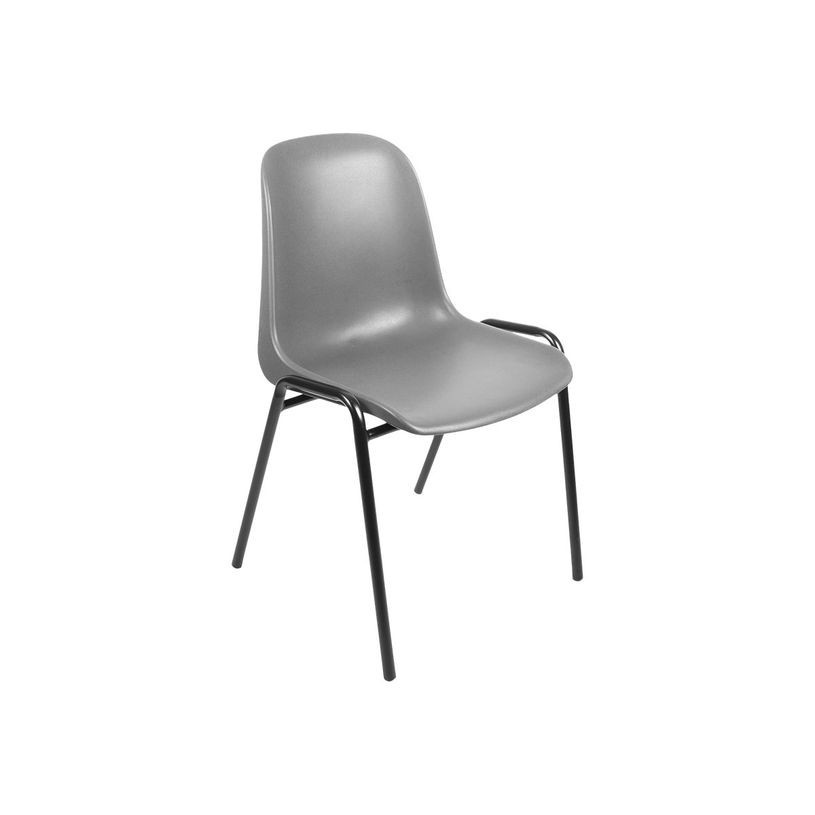 3760185027861-Chaise CHARLOTTE - coque polypropylène - Gris foncé - pieds noirs -P_79408944_1-0