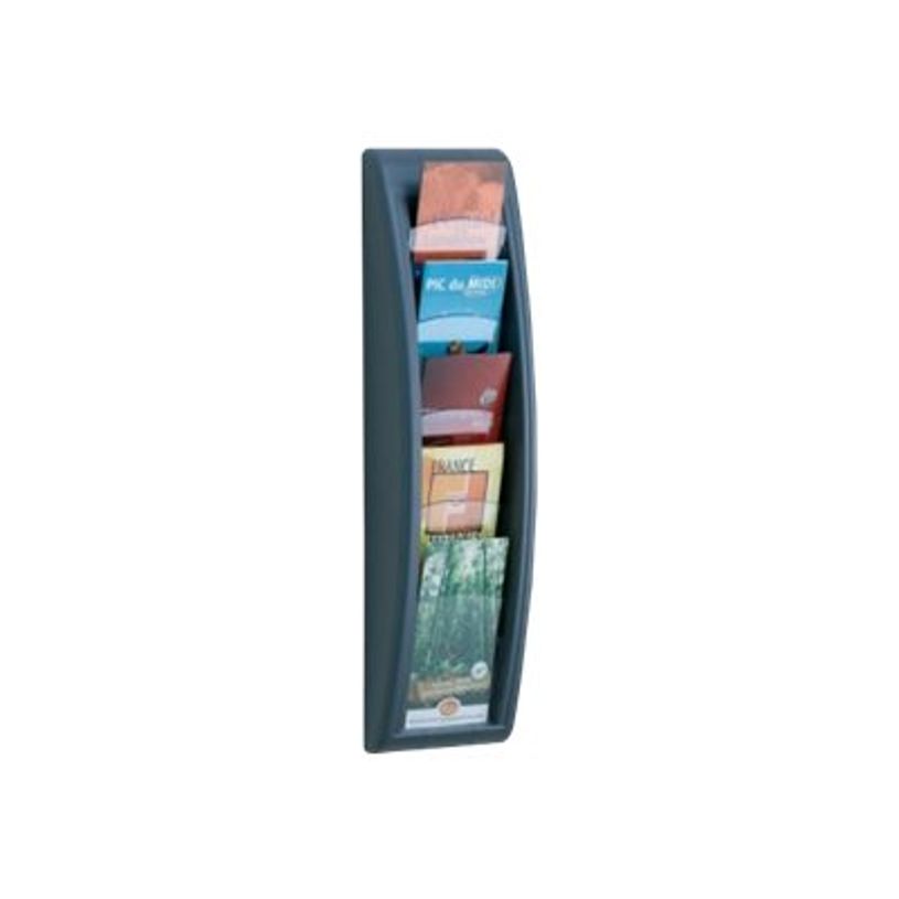3660141133264-Présentoir mural Quick Fit pour documents 1/3 A4 - 5 compartiments - noir/transparent-P_79409424_1-0