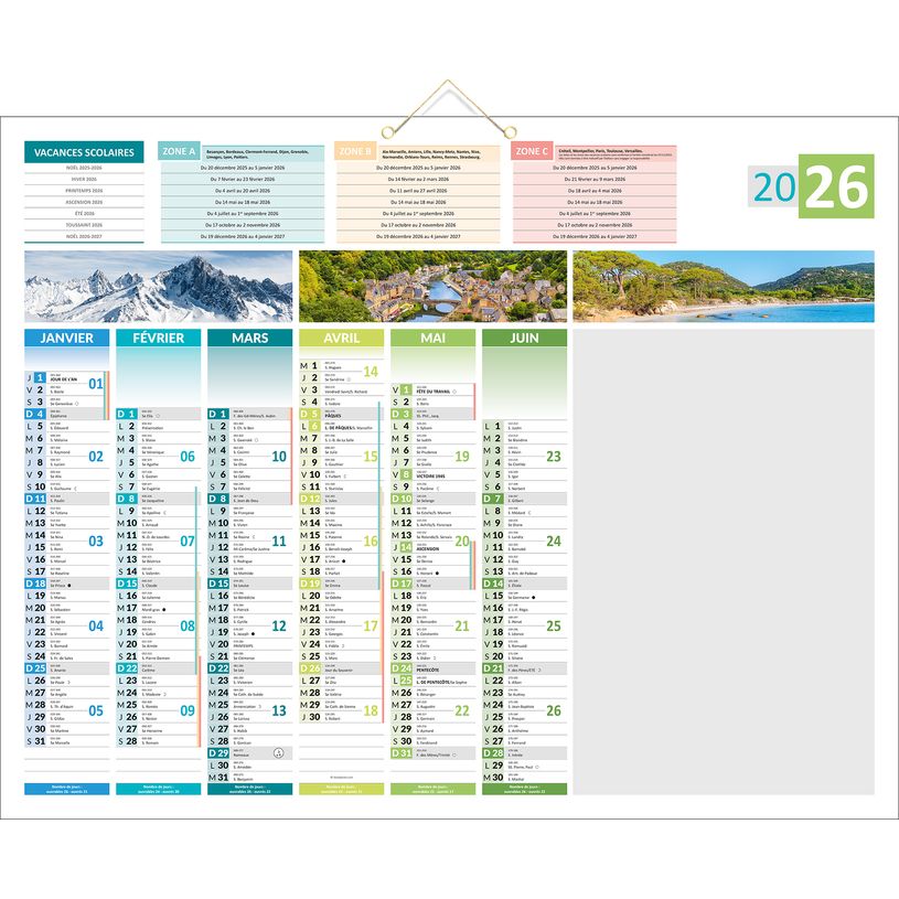 3592930026689-Calendrier bancaire effaçable année civile + 1 feutre effaçable BOUCHUT "4 Saisons - Effaçable" 43 --0