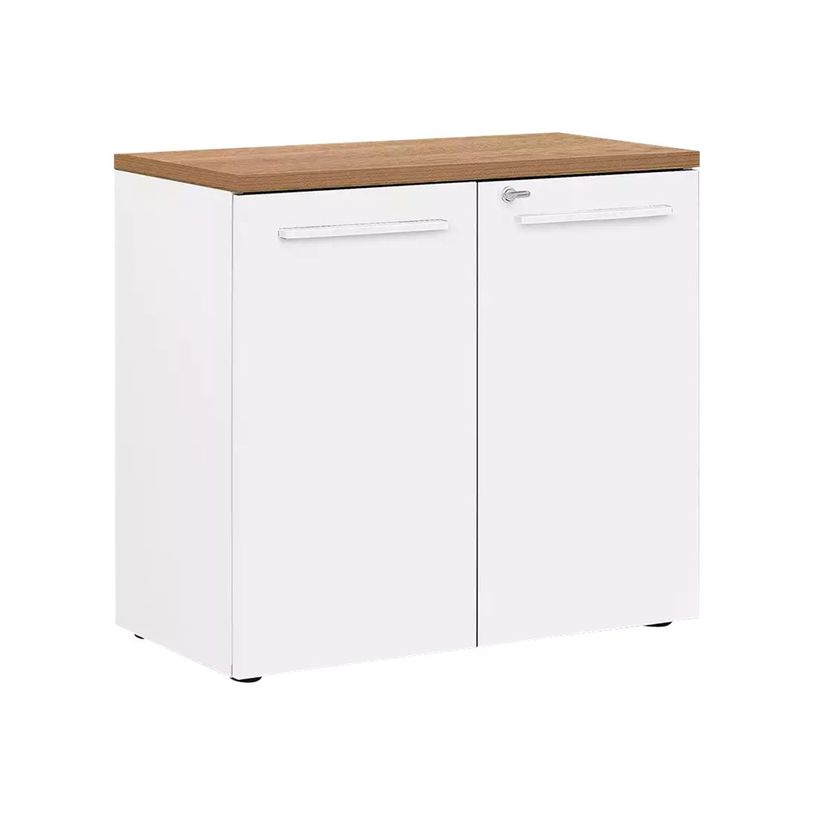 2012349338001-Rangement bas YES ! - L80 x H74 x P42 - 2 portes - Façade blanche - Dessus merisier-P_79409773_1-0