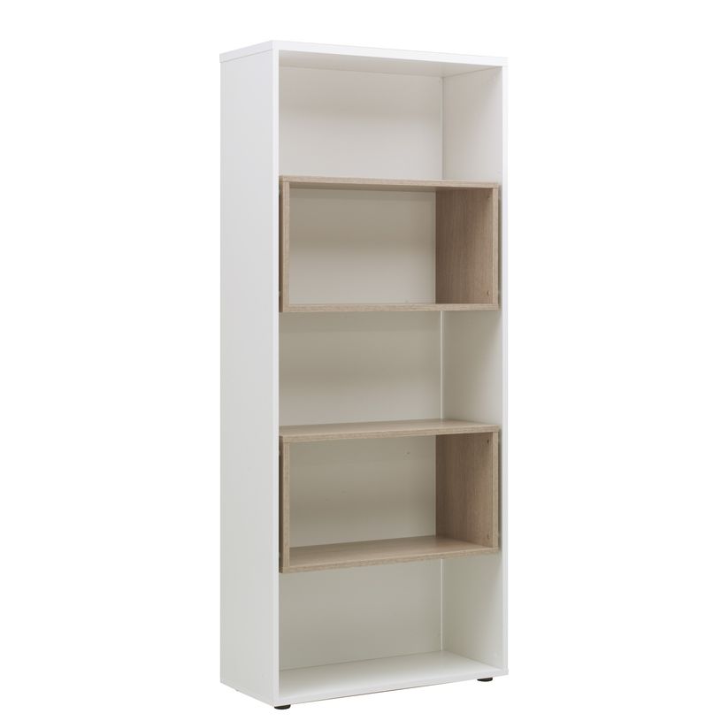 3483600714954-Bibliothèque ARPE - L80 x H190 x P35 - Chêne et blanc-P_79409838_1-0
