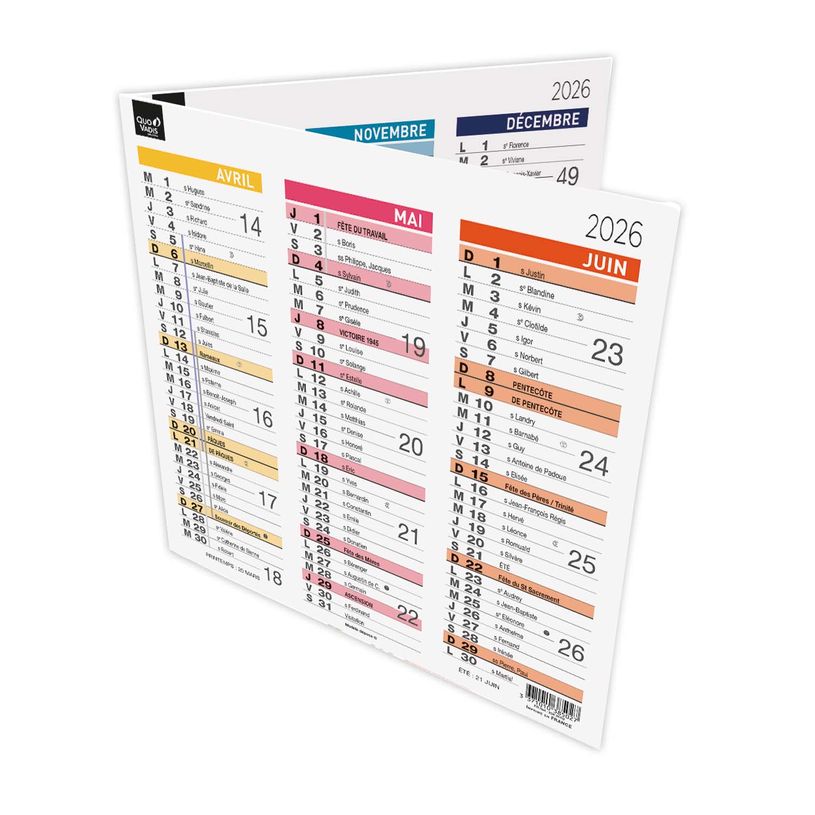 3371010385041-Quo Vadis Arc en Ciel - Calendrier origami 3 mois par face - 13 x 26 cm--0