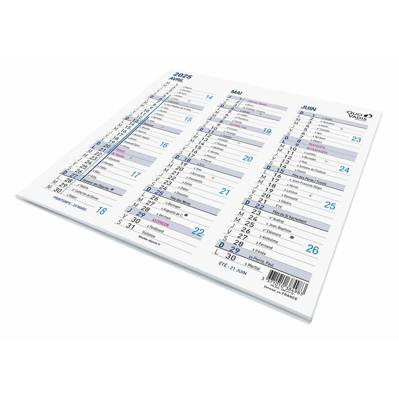 3371010384983-Quo Vadis - Calendrier origami 3 mois par face - 18 x 36 cm-P_79410339_1-0