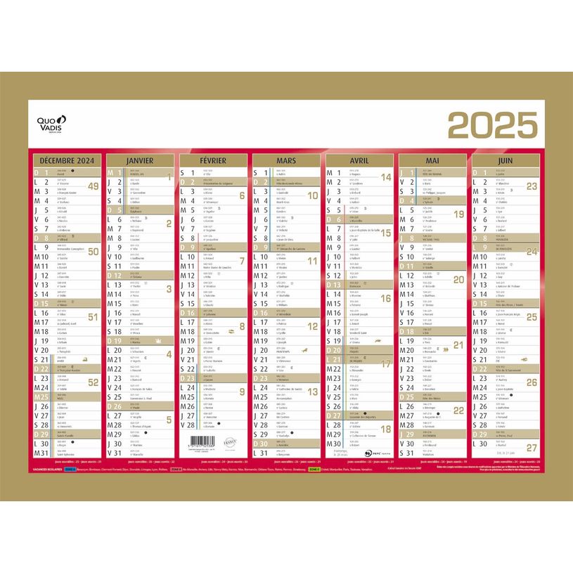 3371017525389-Quo Vadis - Calendrier bancaire 7 mois par face - 40,5 x 55 cm - or-P_79410345_1-0