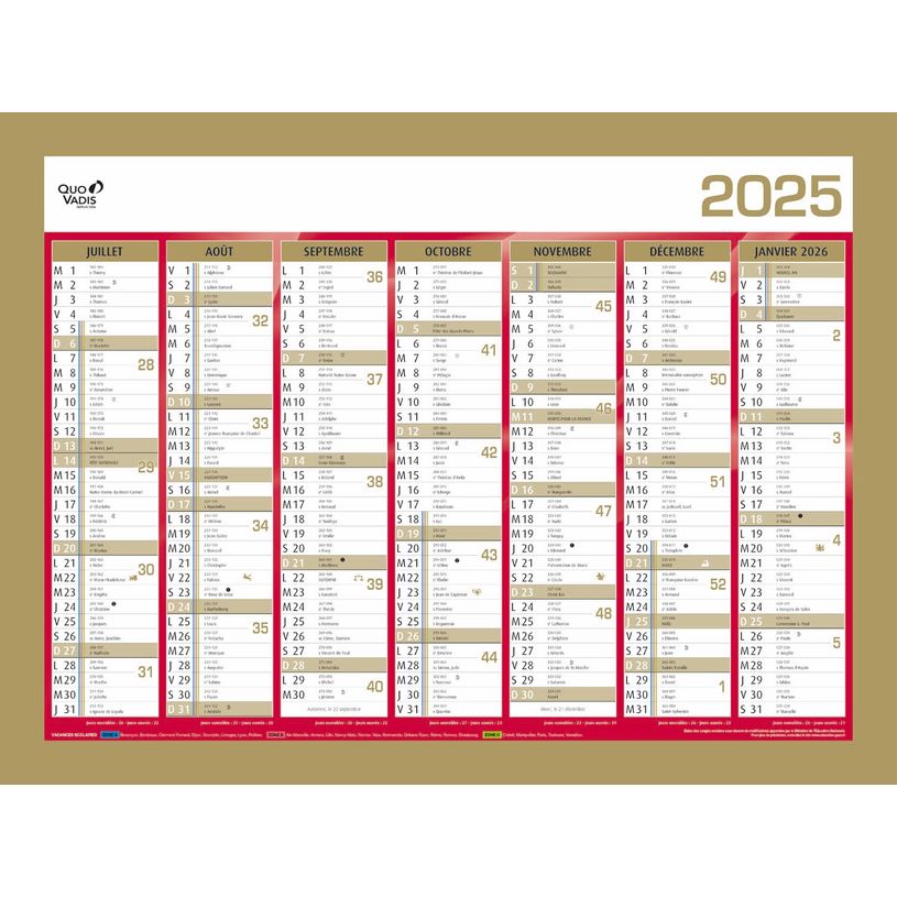 3371017525389-Quo Vadis - Calendrier bancaire 7 mois par face - 40,5 x 55 cm - or-P_79410345_2-1