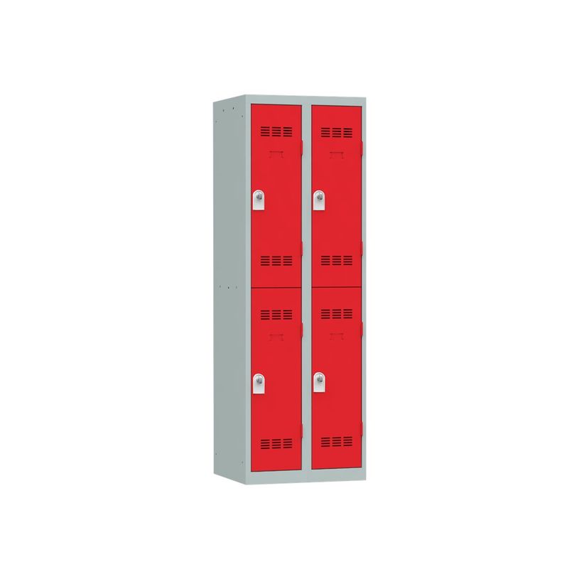 3219093120527-Vestiaire multicases - 2 colonnes - 4 portes - 180 x 60 x 50 cm - gris/rouge-P_79411769_1-0