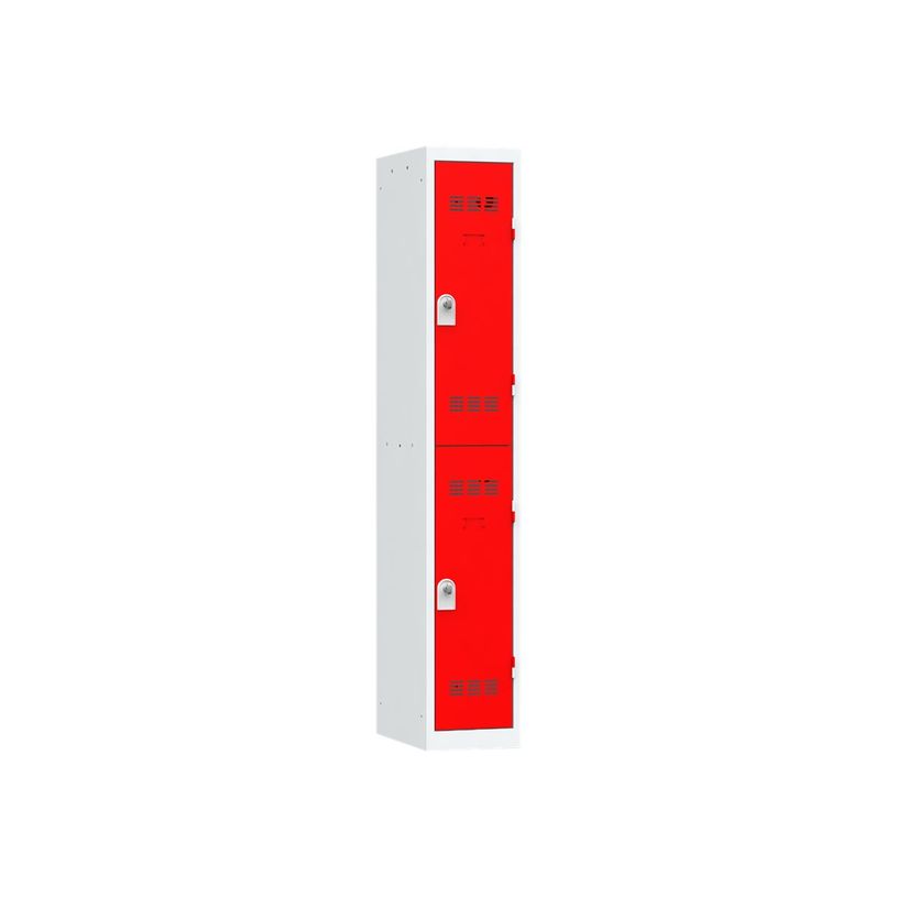 3219093120725-Vestiaire multicases - 1 colonne - 2 portes - 180 x 30 x 50 cm - gris/rouge-P_79411771_1-0