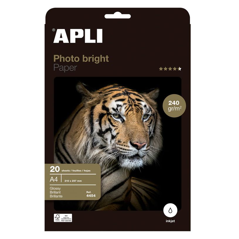 8410782044543-Apli Paper - Papier photo brillant - A4 - 240 g/m² - 20 feuilles-P_79412620_1-0
