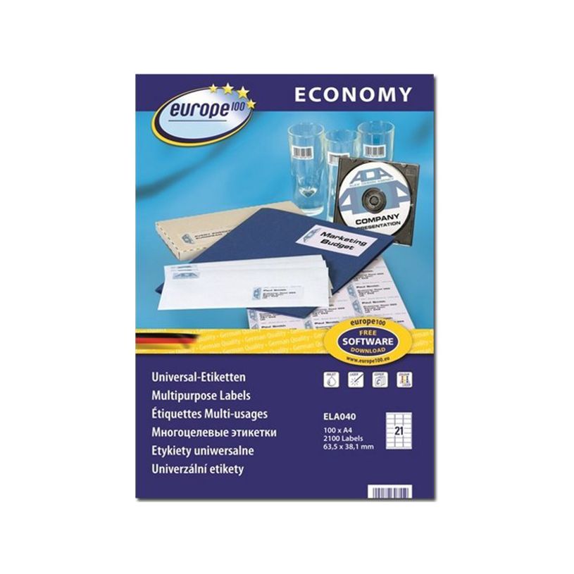 4004182303559-Europe100 - 2100 Étiquettes multi-usages blanches - 63,5 x 38,1 mm - réf ELA040-P_79413476_1-0