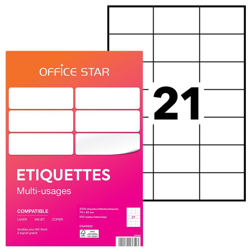 4004182436523-Office Star - 2100 Étiquettes multi-usages blanches - 70 x 42 mm - réf OS43652-P_79413486_1-0