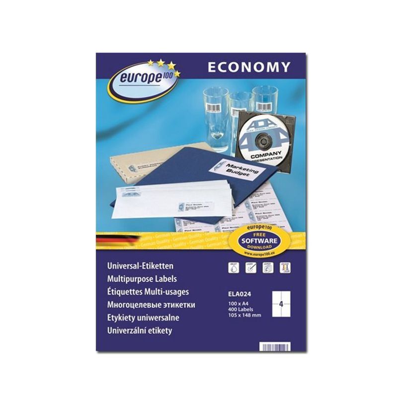 4260167150093-Europe100 - 400 Étiquettes multi-usages blanches - 105 x 148 mm - réf ELA024-P_79413489_1-0