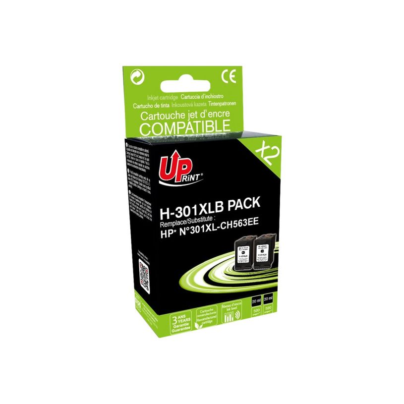 3584770896065-HP 301XL remanufacturée Uprint - Pack de 2 - noires - cartouche d'encre  -P_79414396_1-0