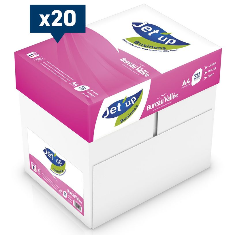 -Jet'up Bureau Vallée - Papier blanc - A4 (210 x 297 mm) - 80 g/m² - 50 000 feuilles (20 cartons de 5 ramettes)--0
