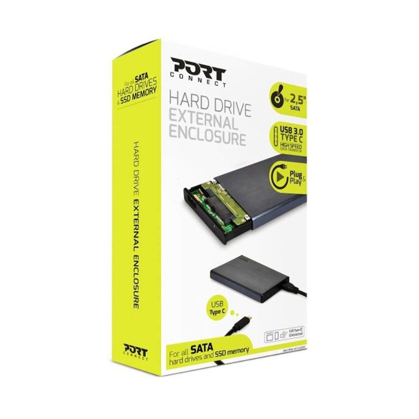 3567049000356-Port Connect - Boîtier externe usb type C pour disque dur 2,5'' - noir-P_79419303_1-0