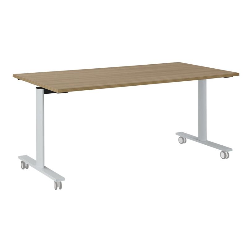 3483600757814-Table de réunion mobile et rabattable YES ! - 140 cm - Pieds blancs - Merisier-P_79419642_1-0