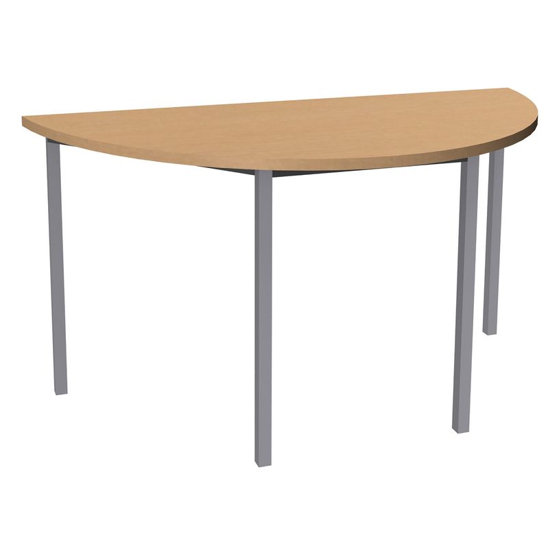 3253310120631-Table de réunion Demi-lune - 120 x 60 cm - Pieds carrés aluminium - imitation hêtre-P_79419824_1-0