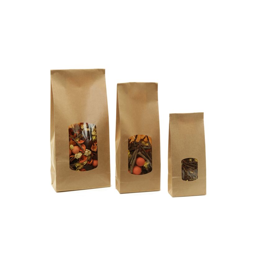 2131259308390-100 Sachets kraft alimentaires à fenêtre - 21,5 x 9 + 5 cm-P_79420052_1-0
