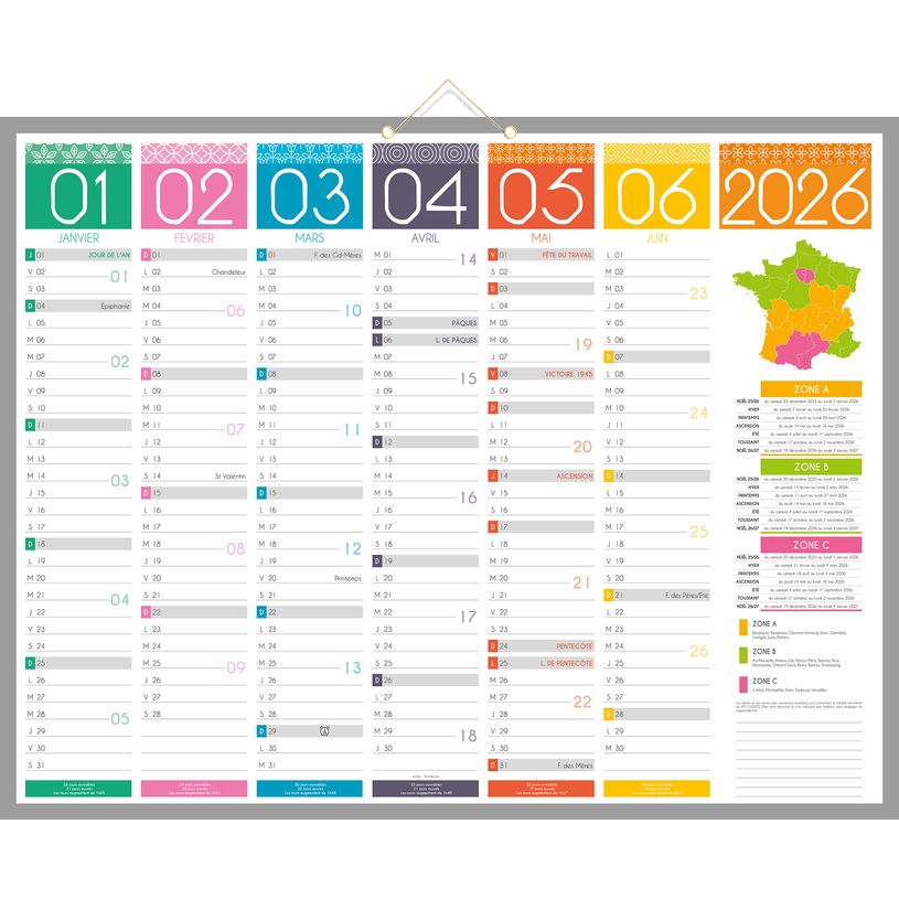 3592930026818-Calendrier bancaire année civile BOUCHUT "Tendance" 43 x 55 cm 70 %--0