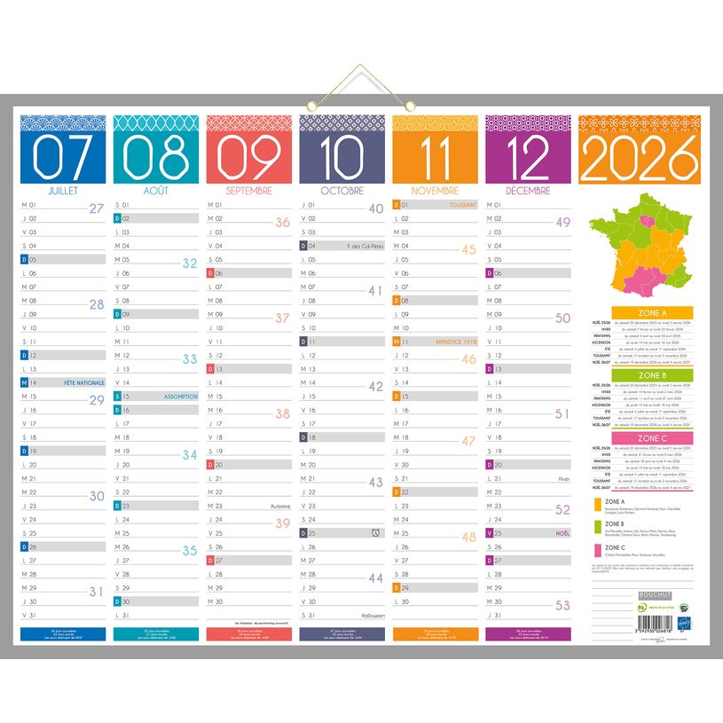3592930026818-Calendrier bancaire année civile BOUCHUT "Tendance" 43 x 55 cm 70 %--1
