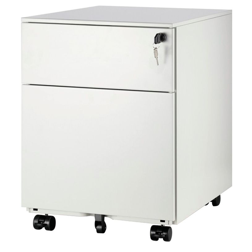 3700339879830-Caisson mobile métallique monobloc - H50 x L42 x P56,5 cm - 2 tiroirs - blanc-P_79420819_1-0