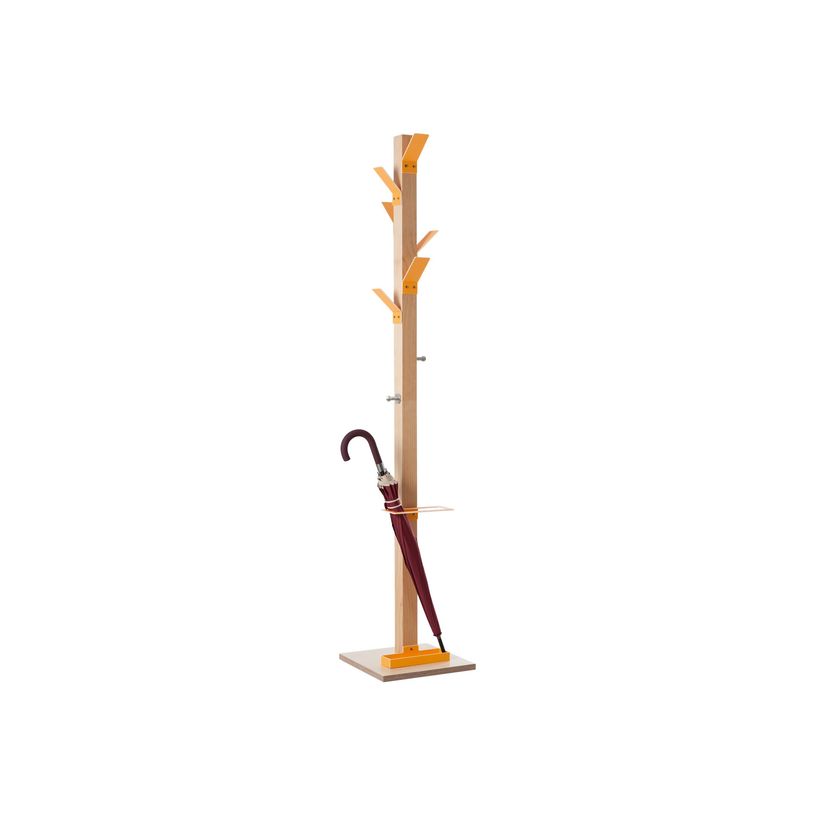 3660141260182-Porte-manteau en bois naturel avec porte parapluie EASYCLOTH - orange-P_79420840_1-1