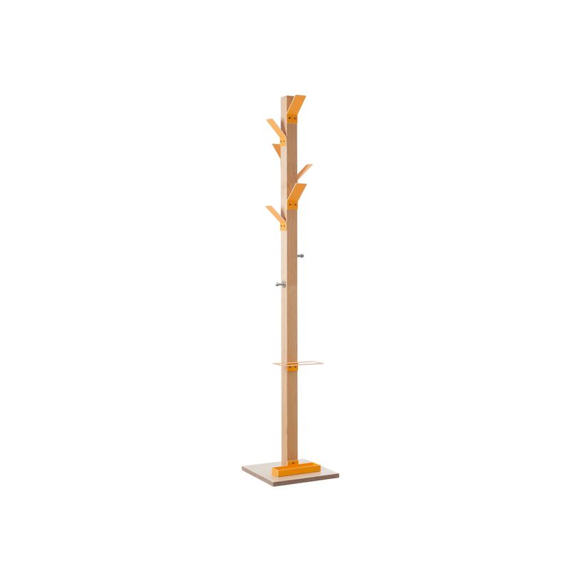 3660141260182-Porte-manteau en bois naturel avec porte parapluie EASYCLOTH - orange-P_79420840_2-0