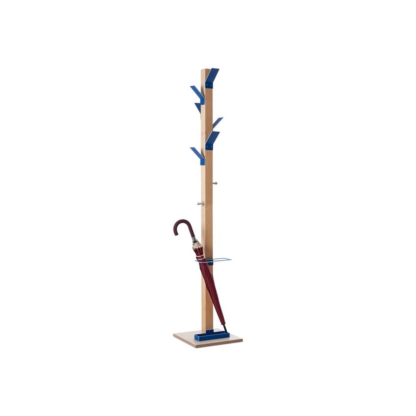 3660141260199-Porte-manteau en bois naturel avec porte parapluie EASYCLOTH - bleu-P_79420841_1-2