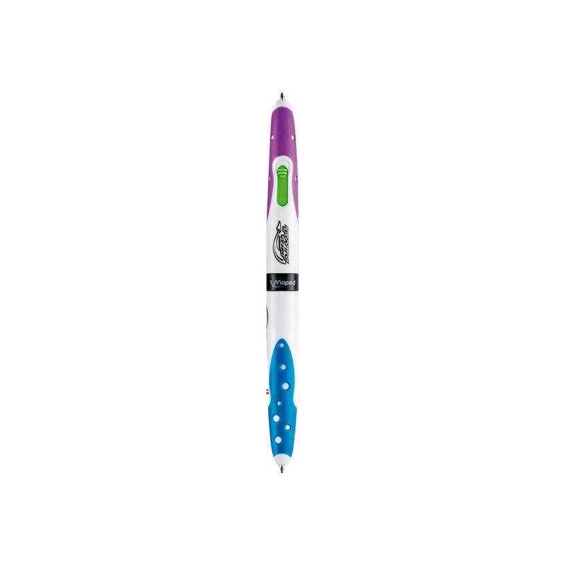 3154142291219-Maped - Stylo bille 4 couleurs - bleu, vert, violet, rose - 1 mm - moyen - rétractable-P_79421445_1-0